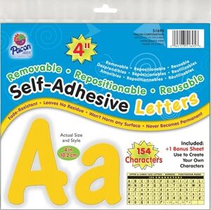 Pacon 4 inch Yellow Self Adhesive Letters NWT